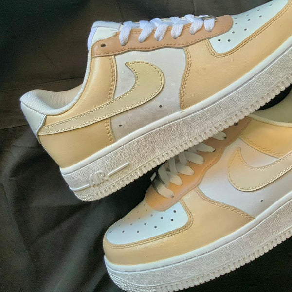 Custom AF 1s Shoes Beige White Design-oicustom