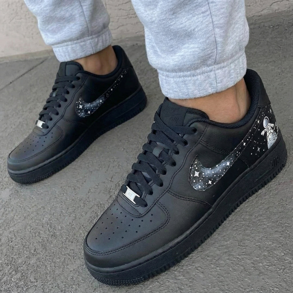 Custom AF 1s Shoes Black Astronaut Stars Space Pattern-oicustom