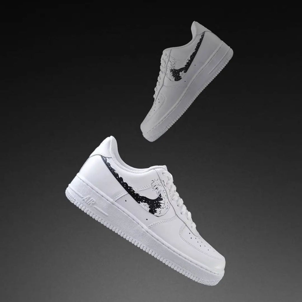 Custom AF 1s Shoes Black Graphic Design-oicustom