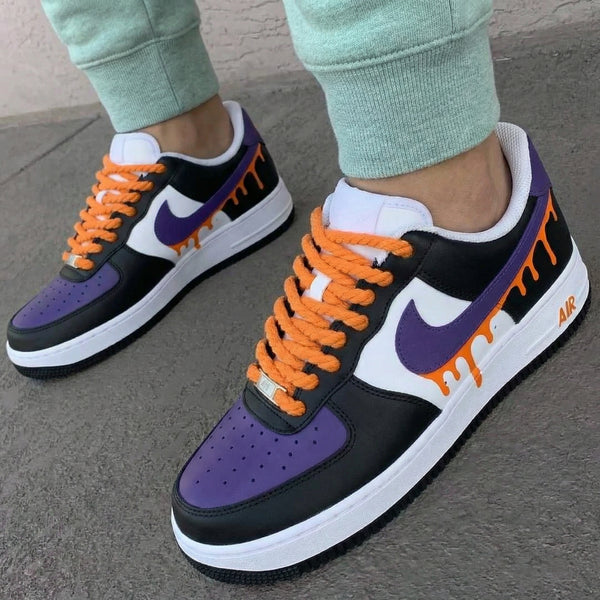 Custom AF 1s Shoes Black Purple Orange Drip-oicustom