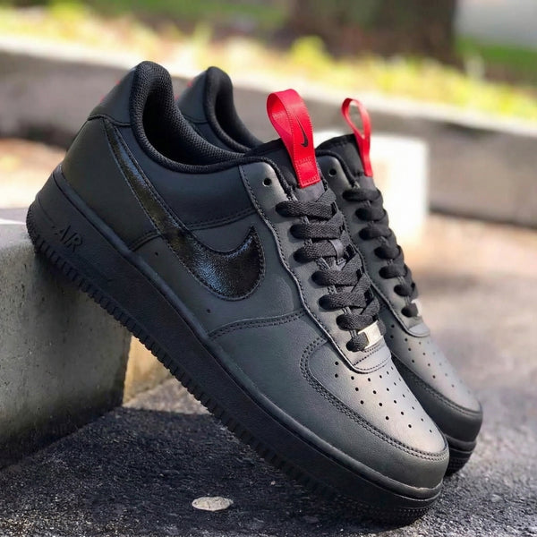 Custom AF 1s Shoes Black Red Accents-oicustom