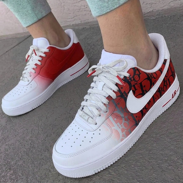 Custom AF 1s Shoes Black Red Dior-oicustom