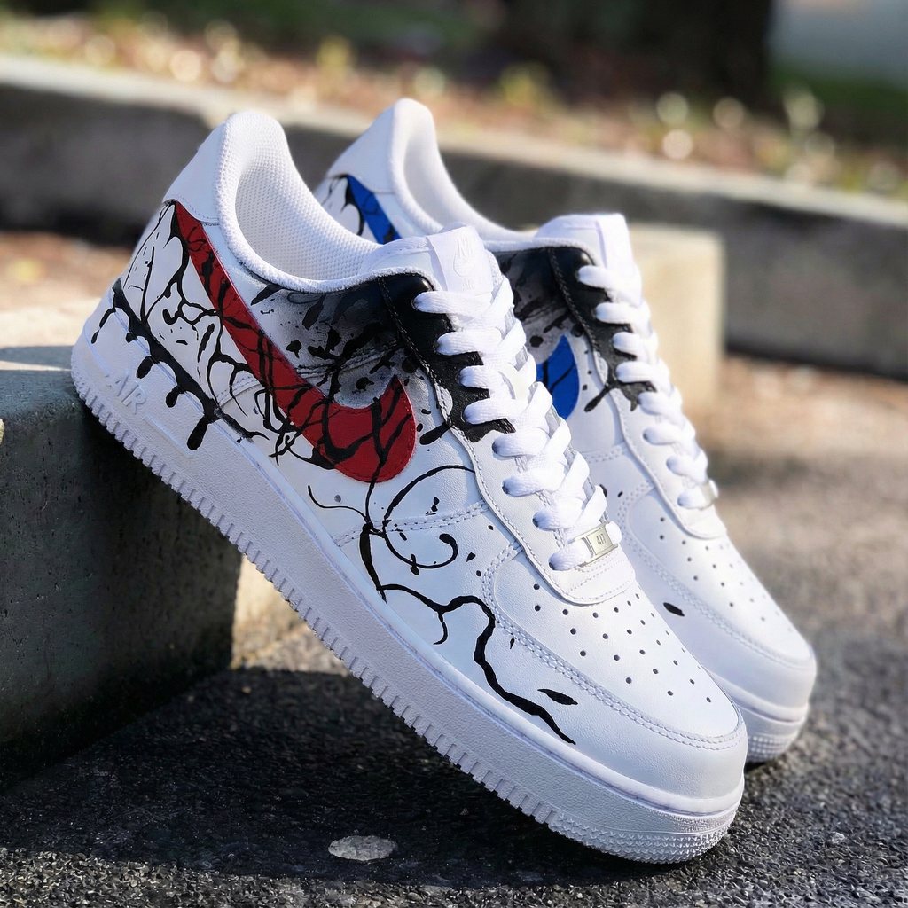Custom AF 1s Shoes Black Red Graffiti-oicustom