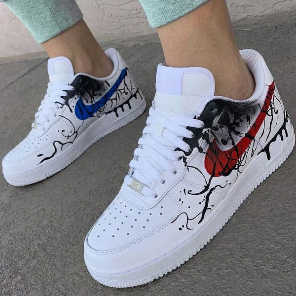 Custom AF 1s Shoes Black Red Graffiti-oicustom