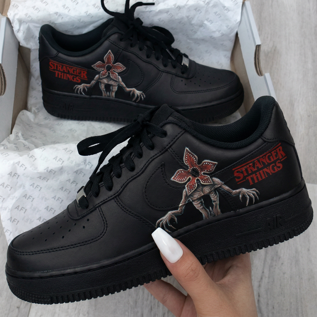 Custom AF 1s Shoes Black Stranger Things Demogorgon-oicustom