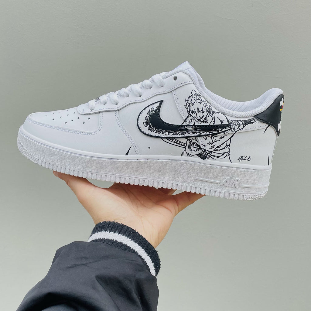 Custom AF 1s Shoes Black White Anime Design-oicustom