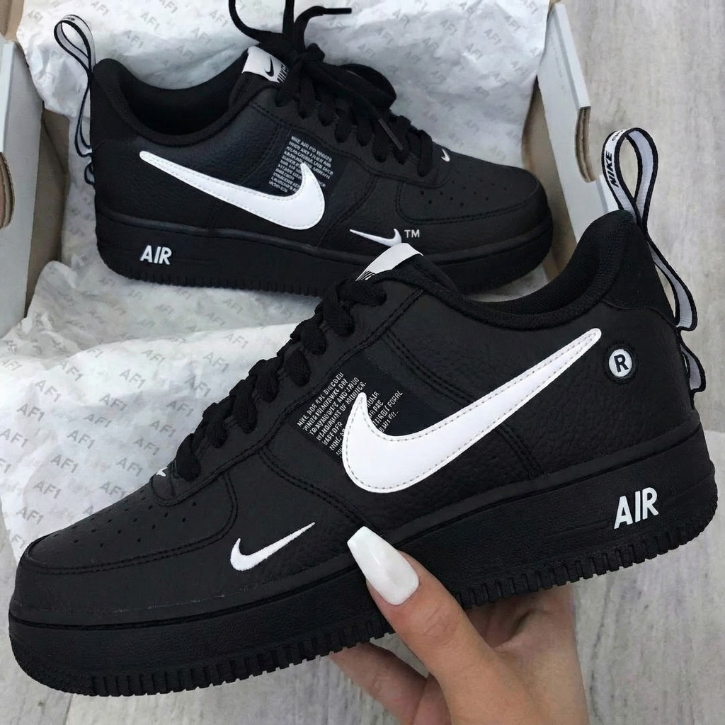 Custom AF 1s Shoes Black White Textured Design-oicustom
