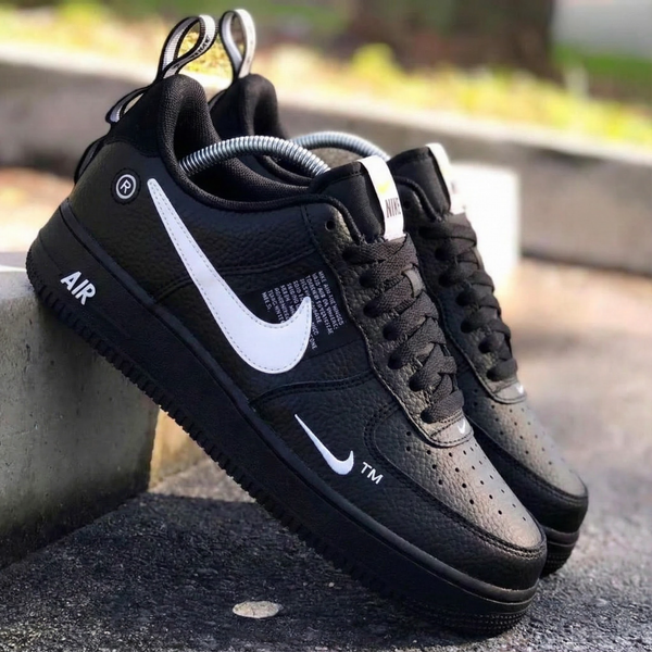 Custom AF 1s Shoes Black White Textured Design-oicustom