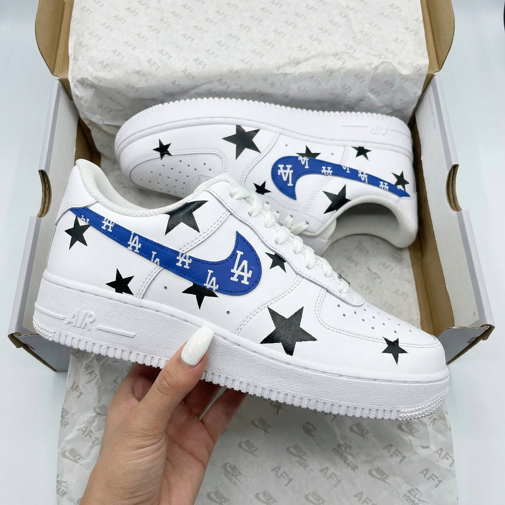Custom AF 1s Shoes Blue Black Black Stars LA Logo-oicustom