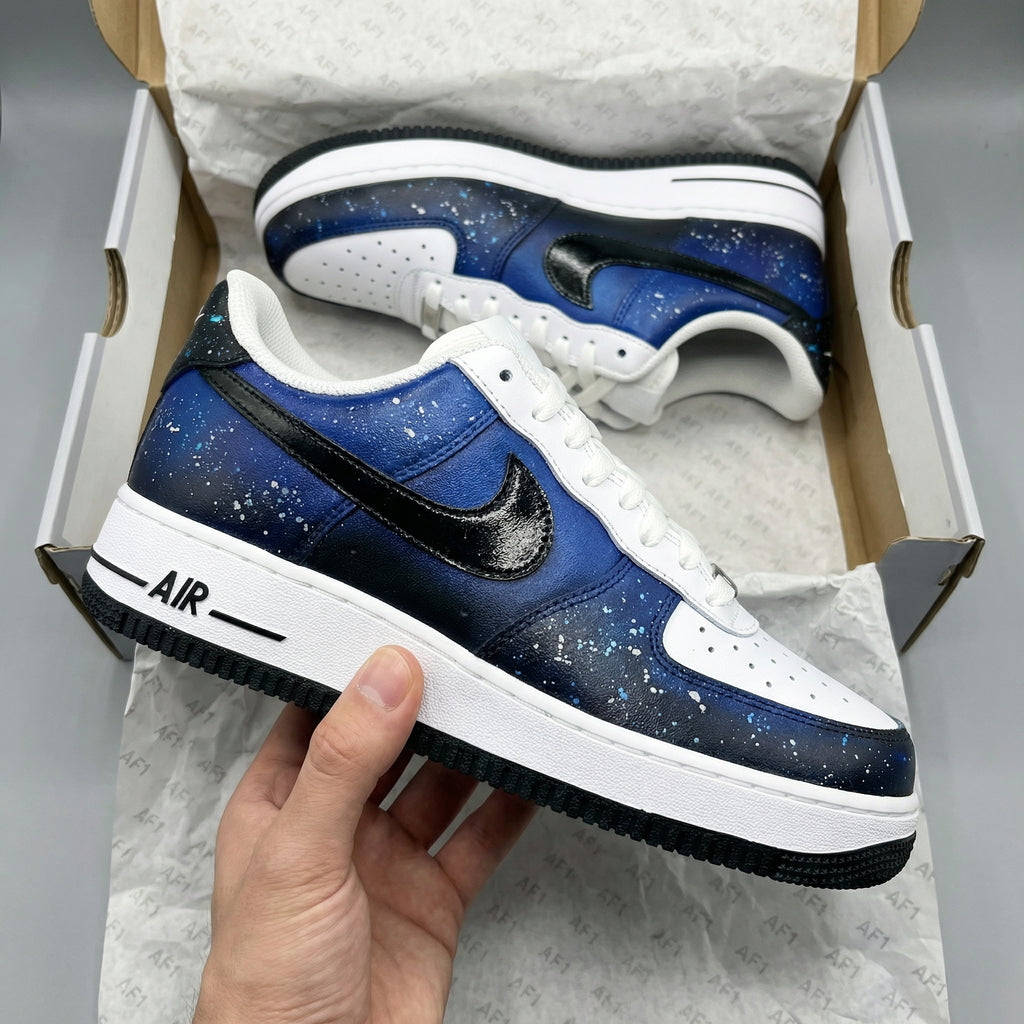 Custom AF 1s Shoes Blue Black Galaxy Splatter-oicustom