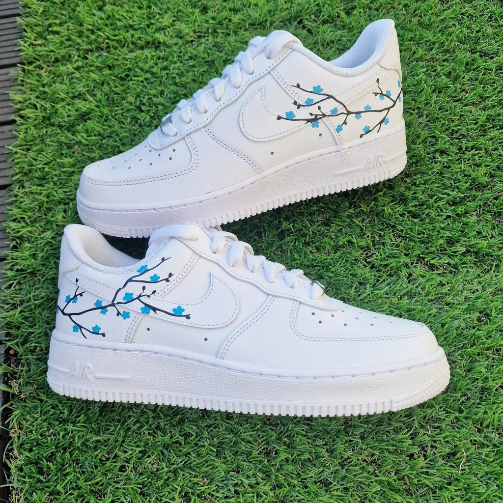 Custom AF 1s Shoes Blue Blossom Design-oicustom