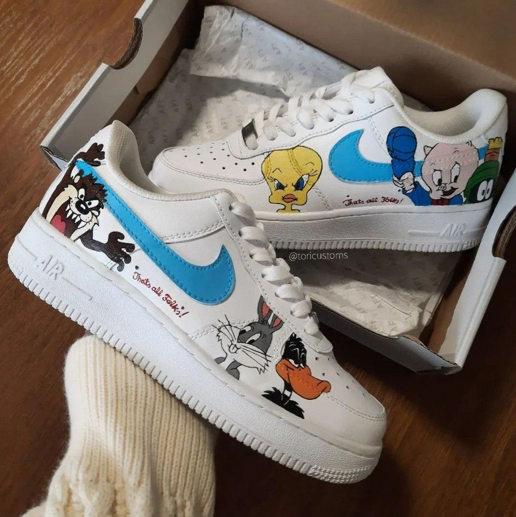 Custom AF 1s Shoes Blue Cartoon Character Design-oicustom