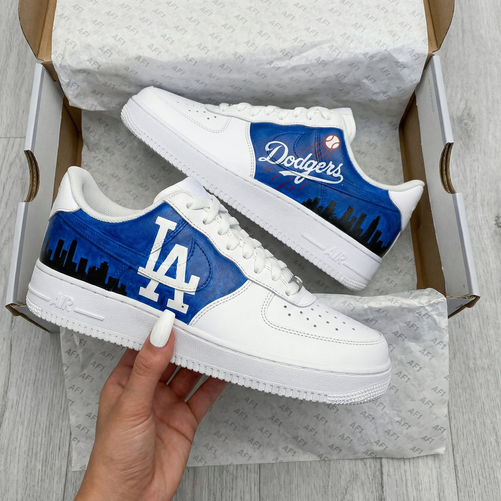 Custom AF 1s Shoes Blue Dodgers LA City Skyline-oicustom