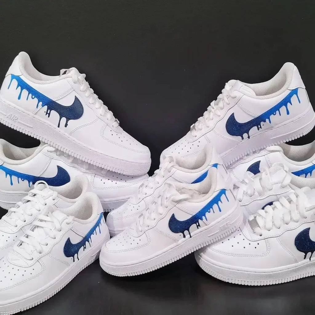 Custom AF 1s Shoes Blue Drip Design-oicustom