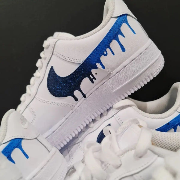 Custom AF 1s Shoes Blue Drip Design-oicustom