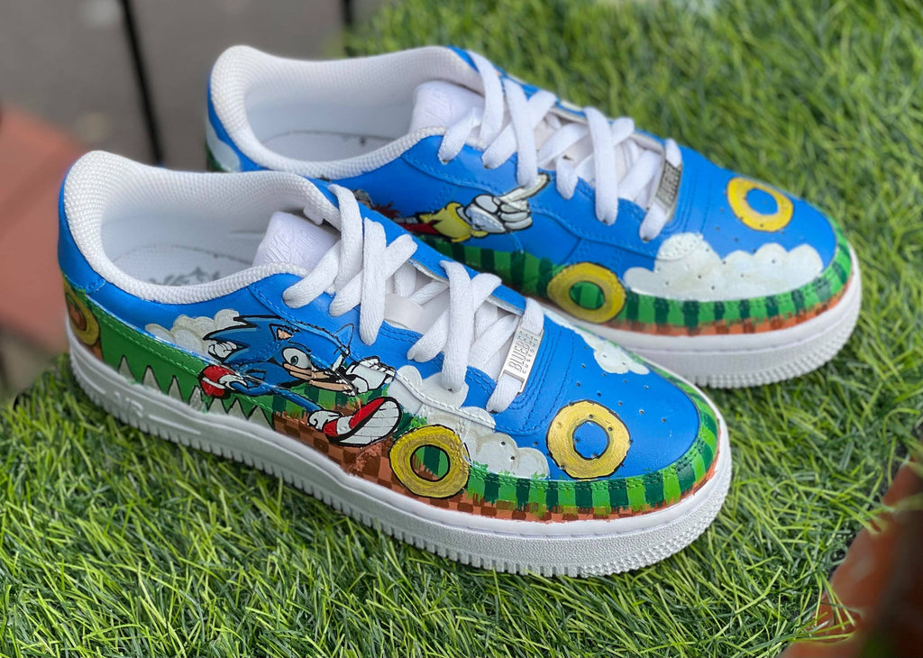 Custom AF 1s Shoes Blue Green Sonic the Hedgehog Design-oicustom