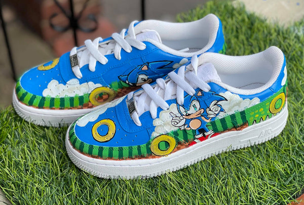 Custom AF 1s Shoes Blue Green Sonic the Hedgehog Design-oicustom