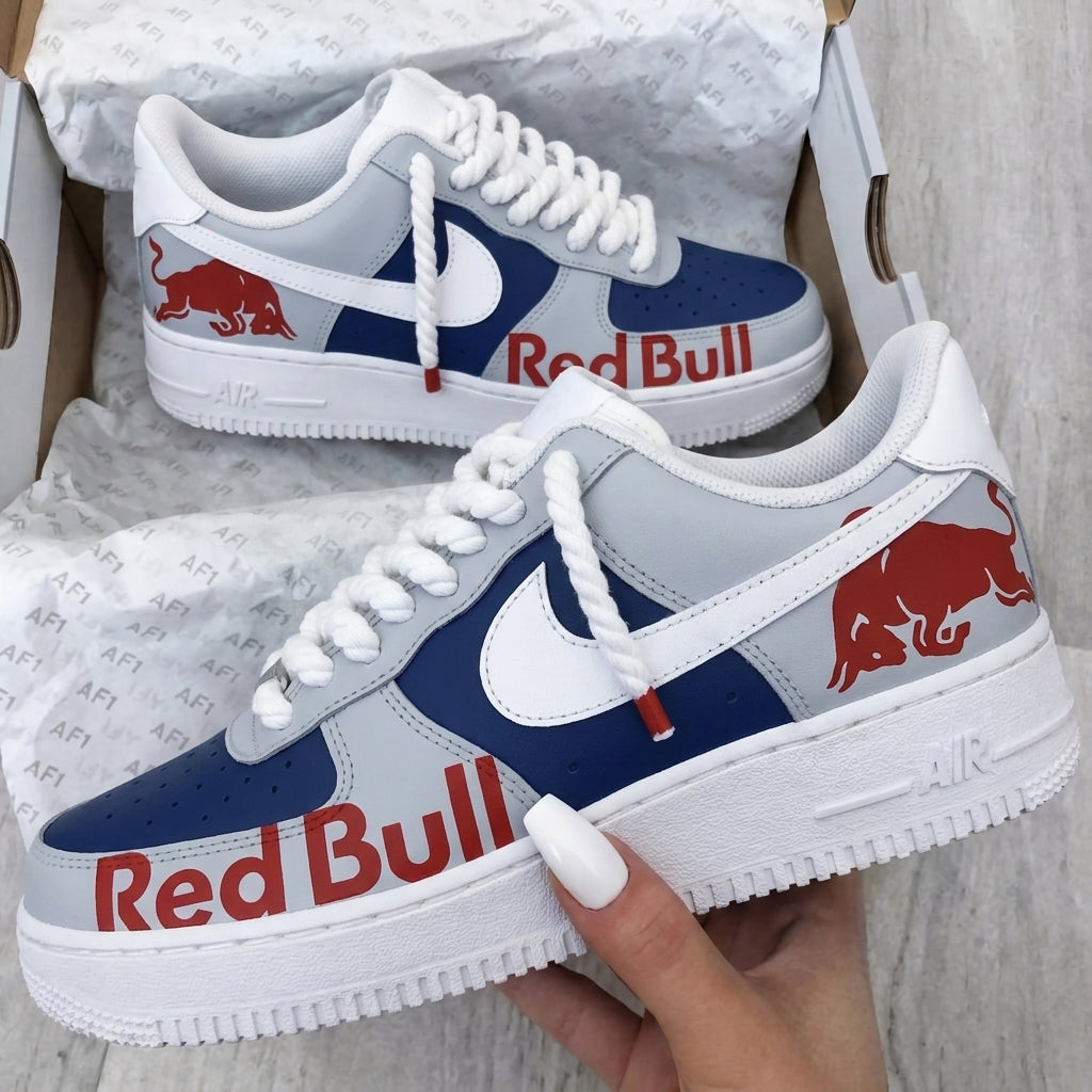 Custom AF 1s Shoes Blue Grey Red Bull-oicustom
