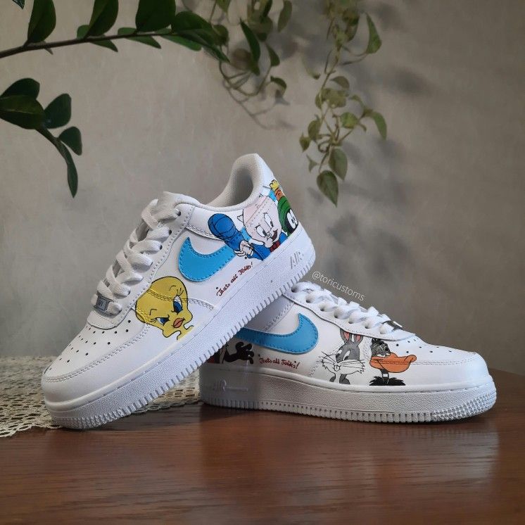 Custom AF 1s Shoes Blue Looney Tunes-oicustom