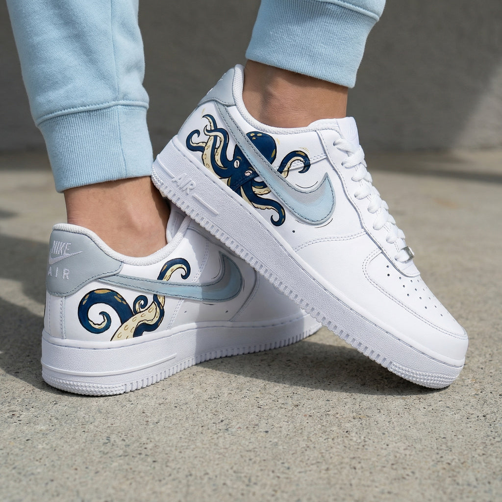 Custom AF 1s Shoes Blue Navy Octopus-oicustom