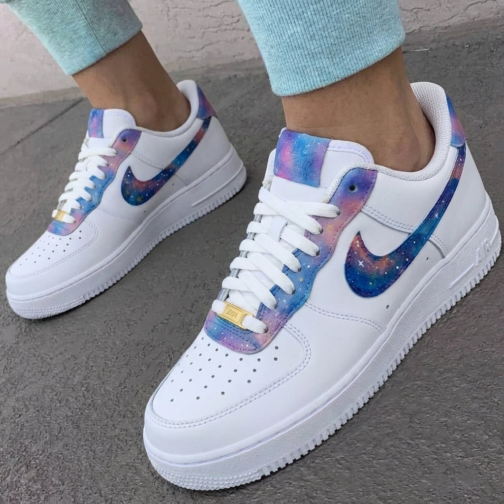 Custom AF 1s Shoes Blue Purple Galaxy Pattern-oicustom
