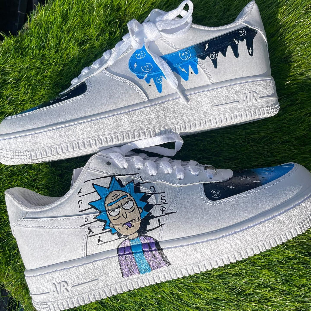 Custom AF 1s Shoes Blue Purple Rick And Morty Design-oicustom