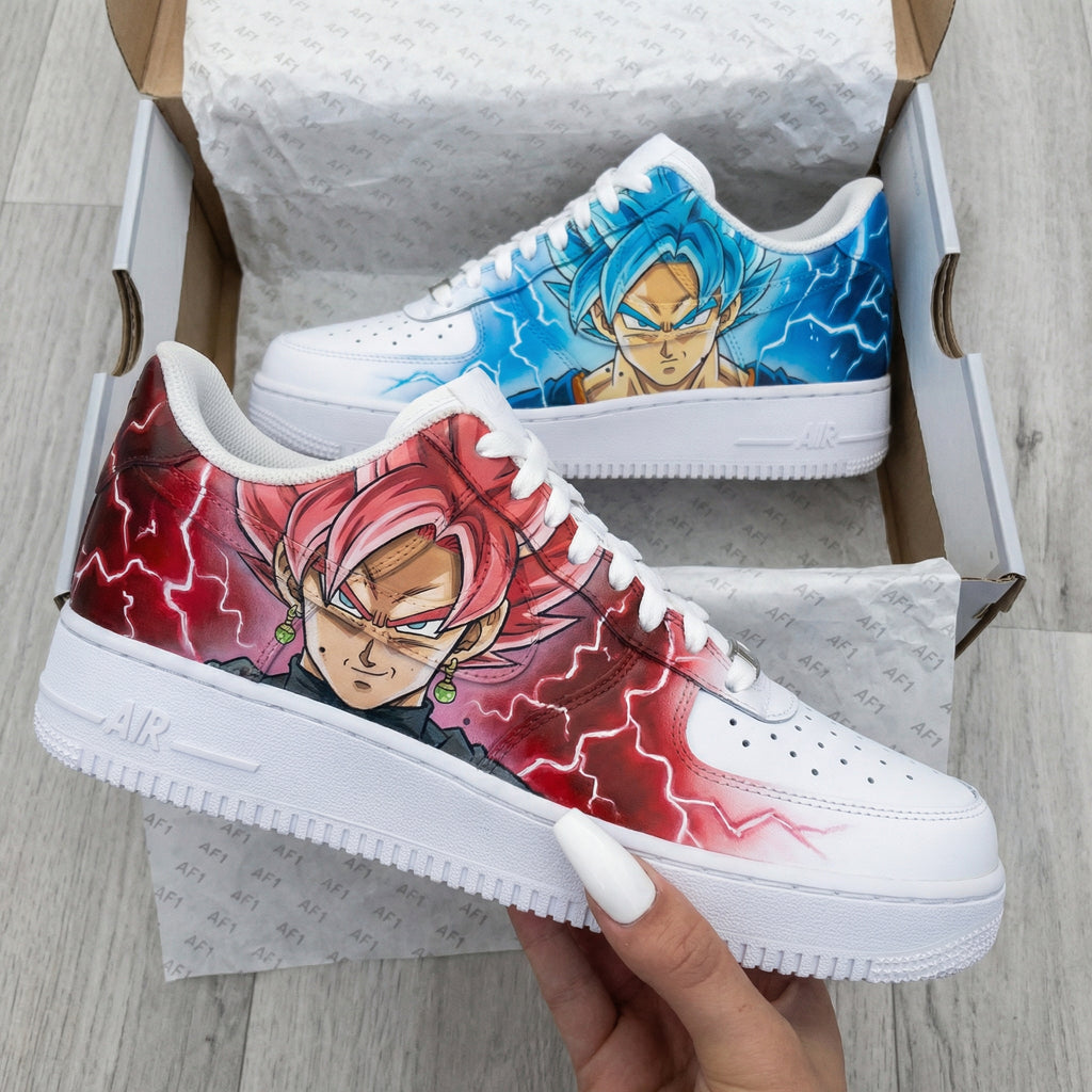 Custom AF 1s Shoes Blue Red Dragon Ball Characters-oicustom