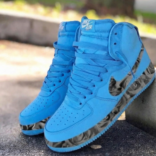 Custom AF 1s Shoes Blue Rose Pattern-oicustom