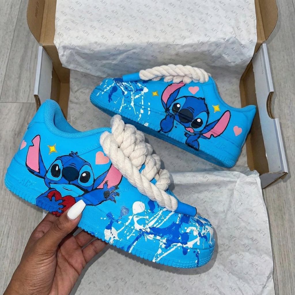 Custom AF 1s Shoes Blue Stitch Theme-oicustom