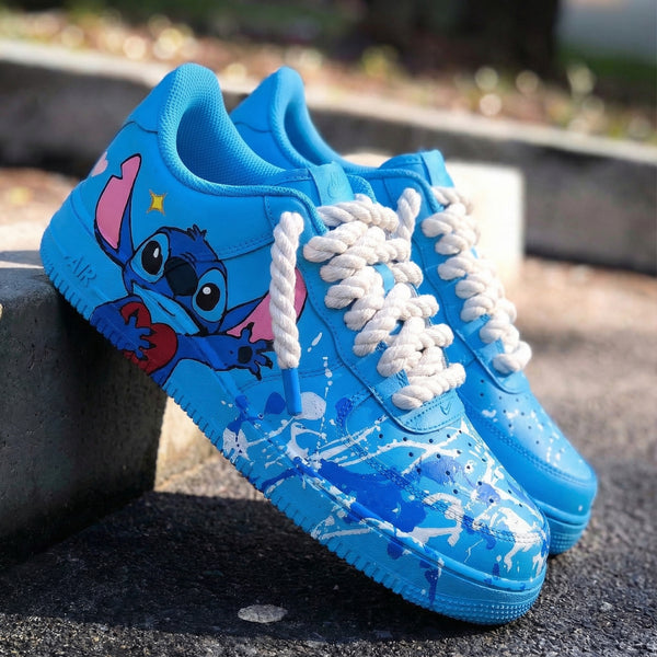Custom AF 1s Shoes Blue Stitch Theme-oicustom