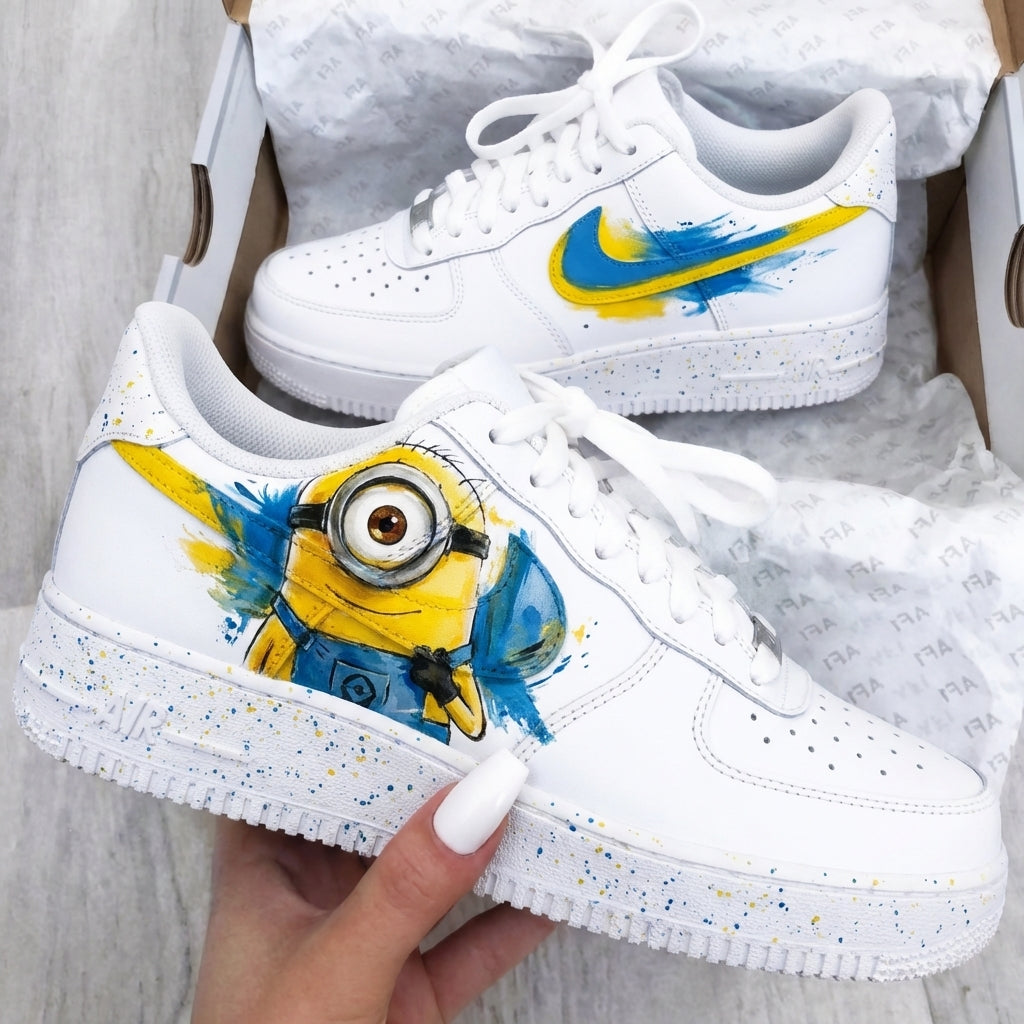 Custom AF 1s Shoes Blue Yellow Minion Character-oicustom