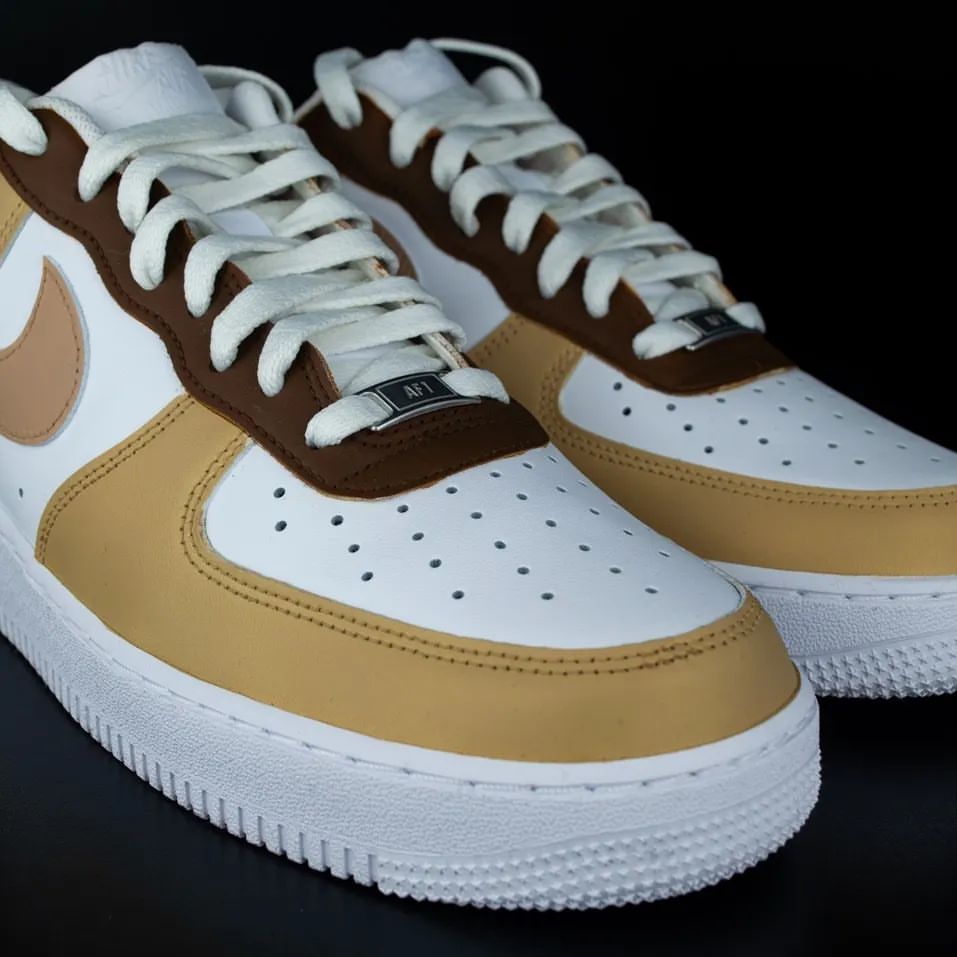 Custom AF 1s Shoes Brown Tan Design-oicustom