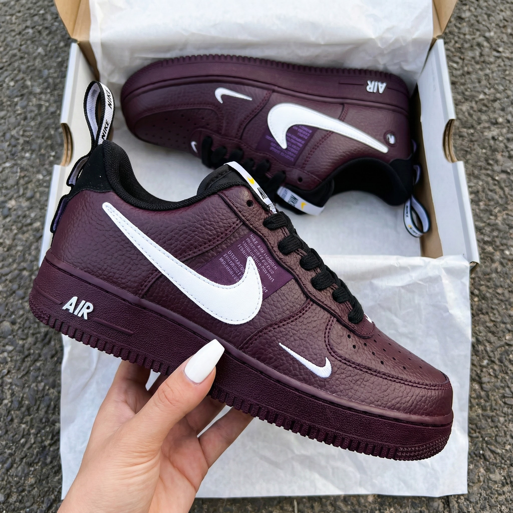 Custom AF 1s Shoes Burgundy White-oicustom