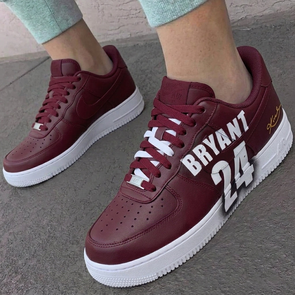 Custom AF 1s Shoes Burgundy White Kobe Bryant 24-oicustom