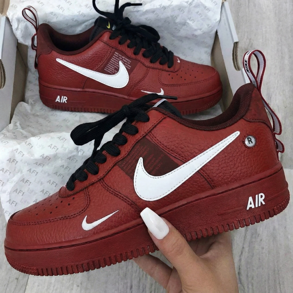 Custom AF 1s Shoes Burgundy White Nike Logo-oicustom