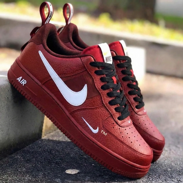 Custom AF 1s Shoes Burgundy White Nike Logo-oicustom