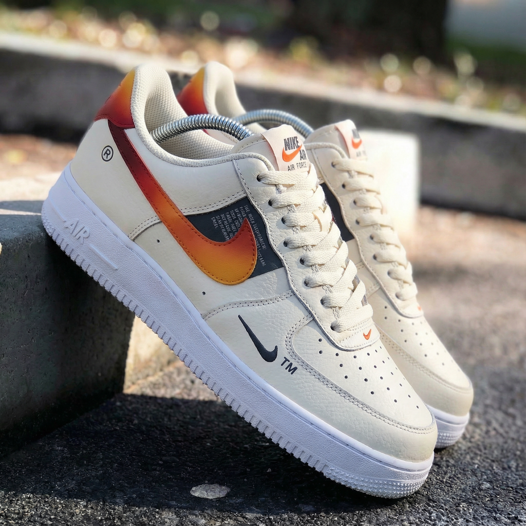 Custom AF 1s Shoes Cream Orange Gradient Design-oicustom