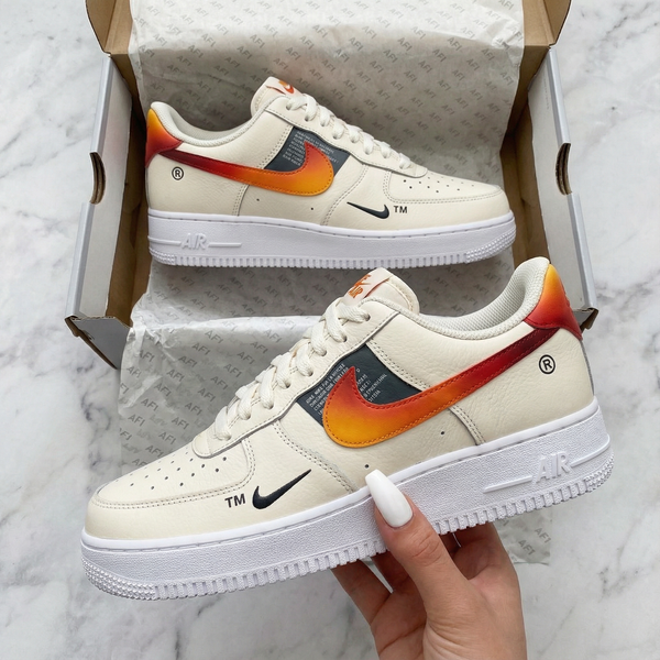 Custom AF 1s Shoes Cream Orange Gradient Design-oicustom