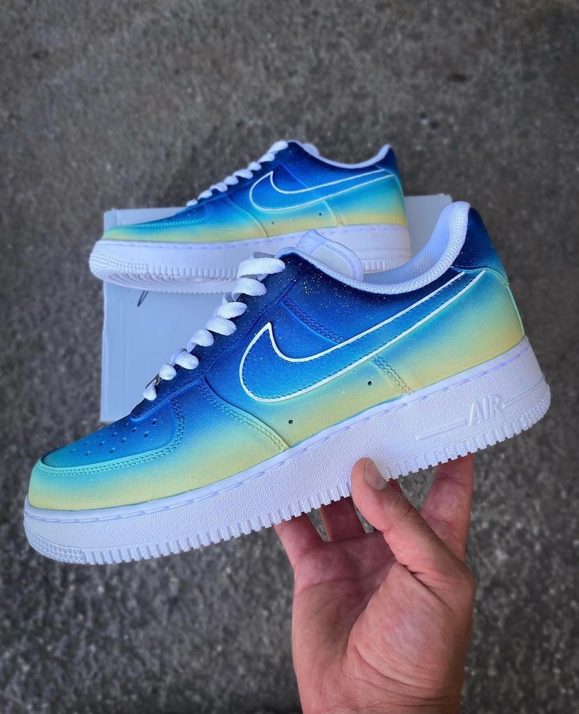 Custom AF 1s Shoes Dynamic Blue Yellow Gradient-oicustom