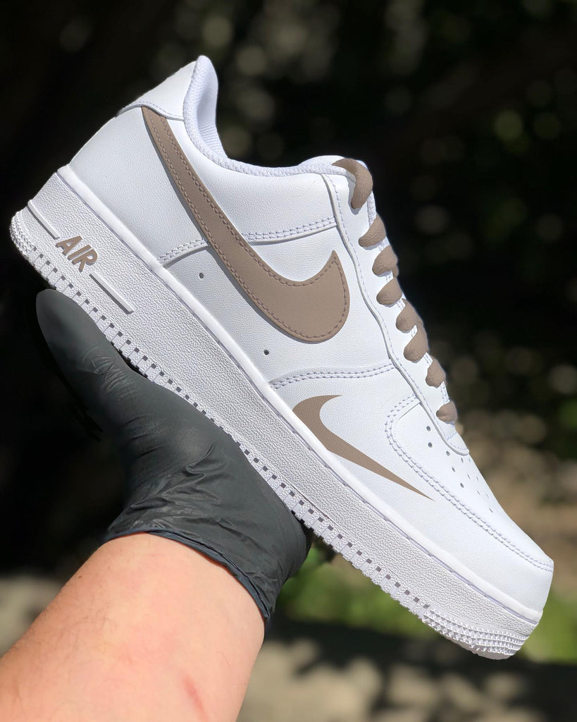 Custom AF 1s Shoes Elegant Taupe Accents Neutral Design-oicustom