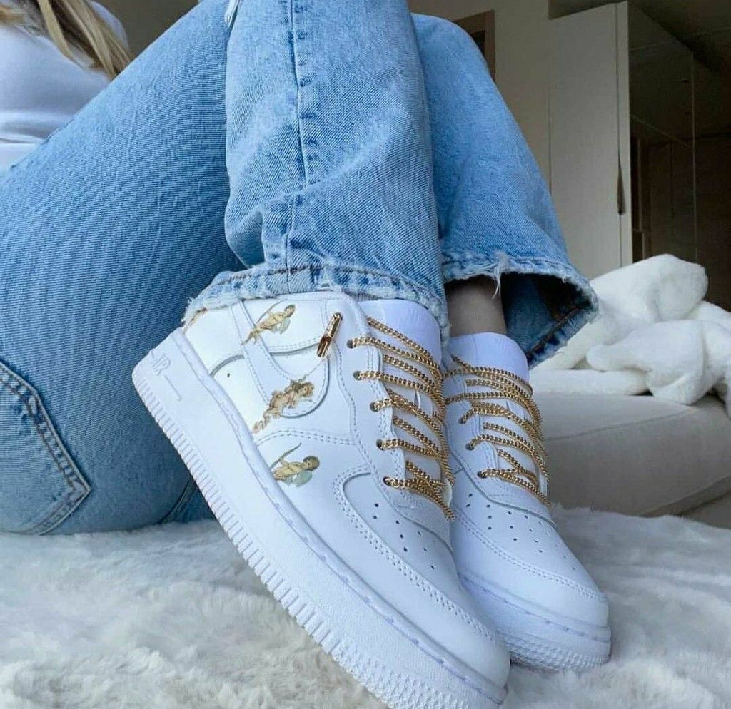 Custom AF 1s Shoes Gold Cupid Pattern-oicustom