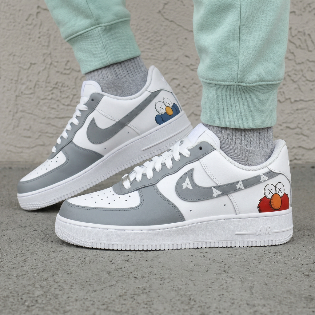 Custom AF 1s Shoes Gray Kaws Cartoon-oicustom