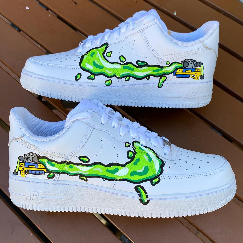 Custom AF 1s Shoes Green Cartoon Pattern-oicustom