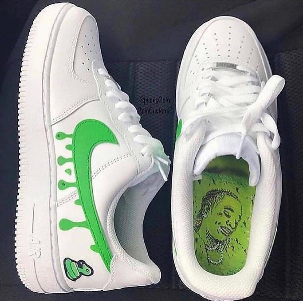 Custom AF 1s Shoes Green Graphic Design-oicustom
