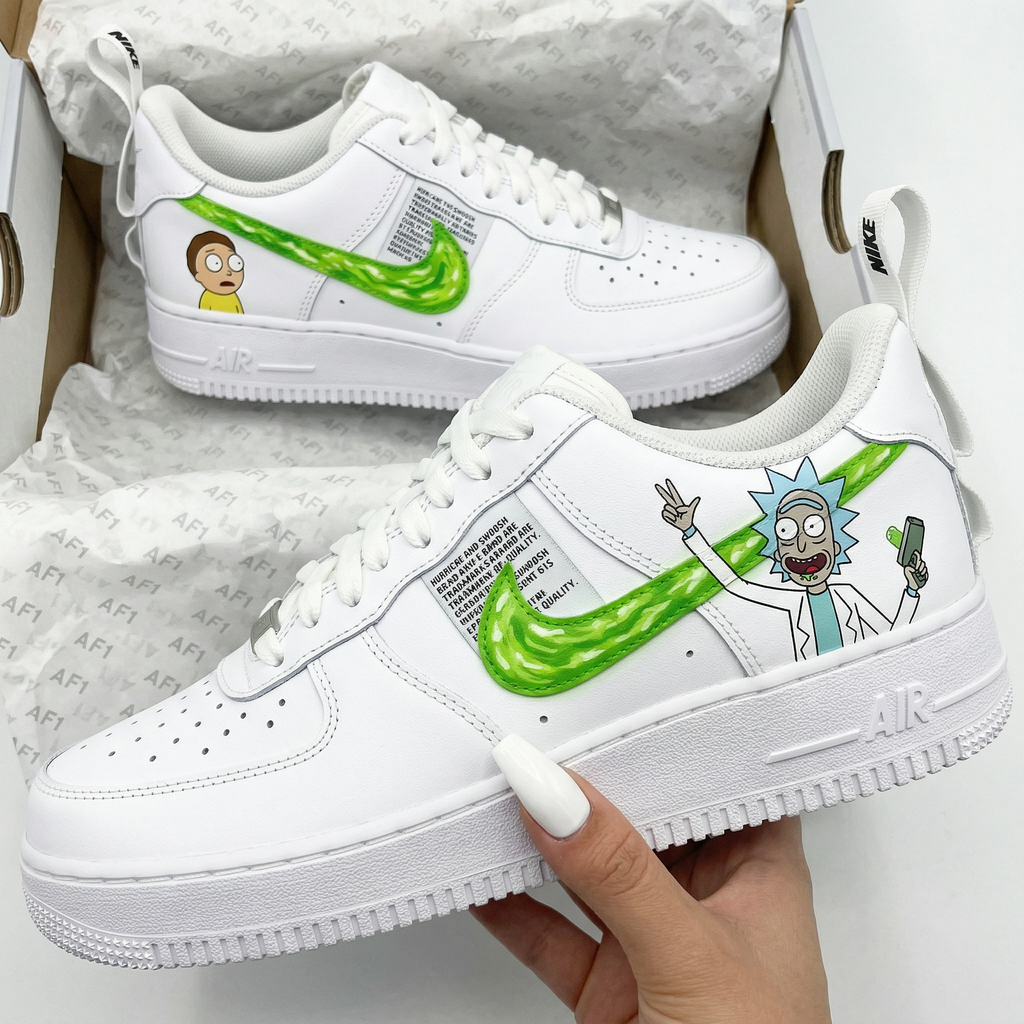 Custom AF 1s Shoes Green Rick And Morty Cartoon-oicustom