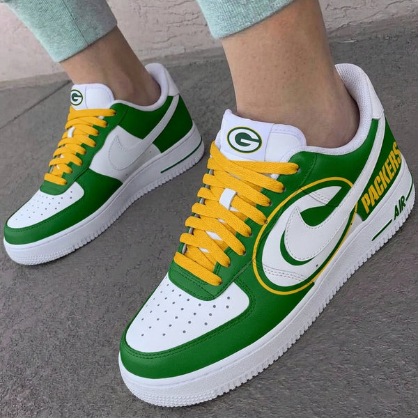 Custom AF 1s Shoes Green Yellow Packers-oicustom