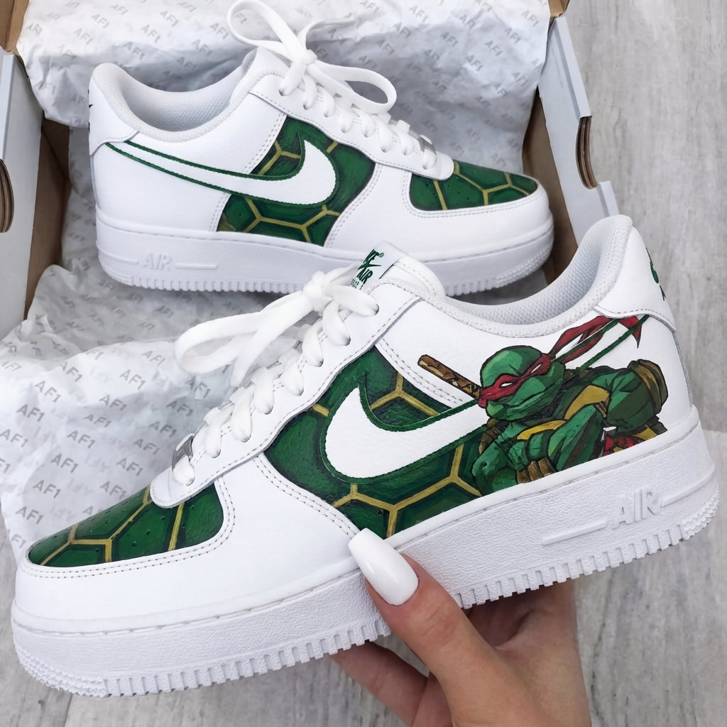 Custom AF 1s Shoes Green Yellow Red Ninja Turtles-oicustom