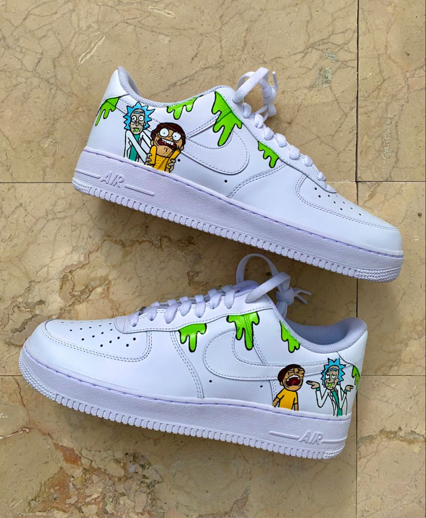 Custom AF 1s Shoes Green Yellow Rick and Morty Design-oicustom