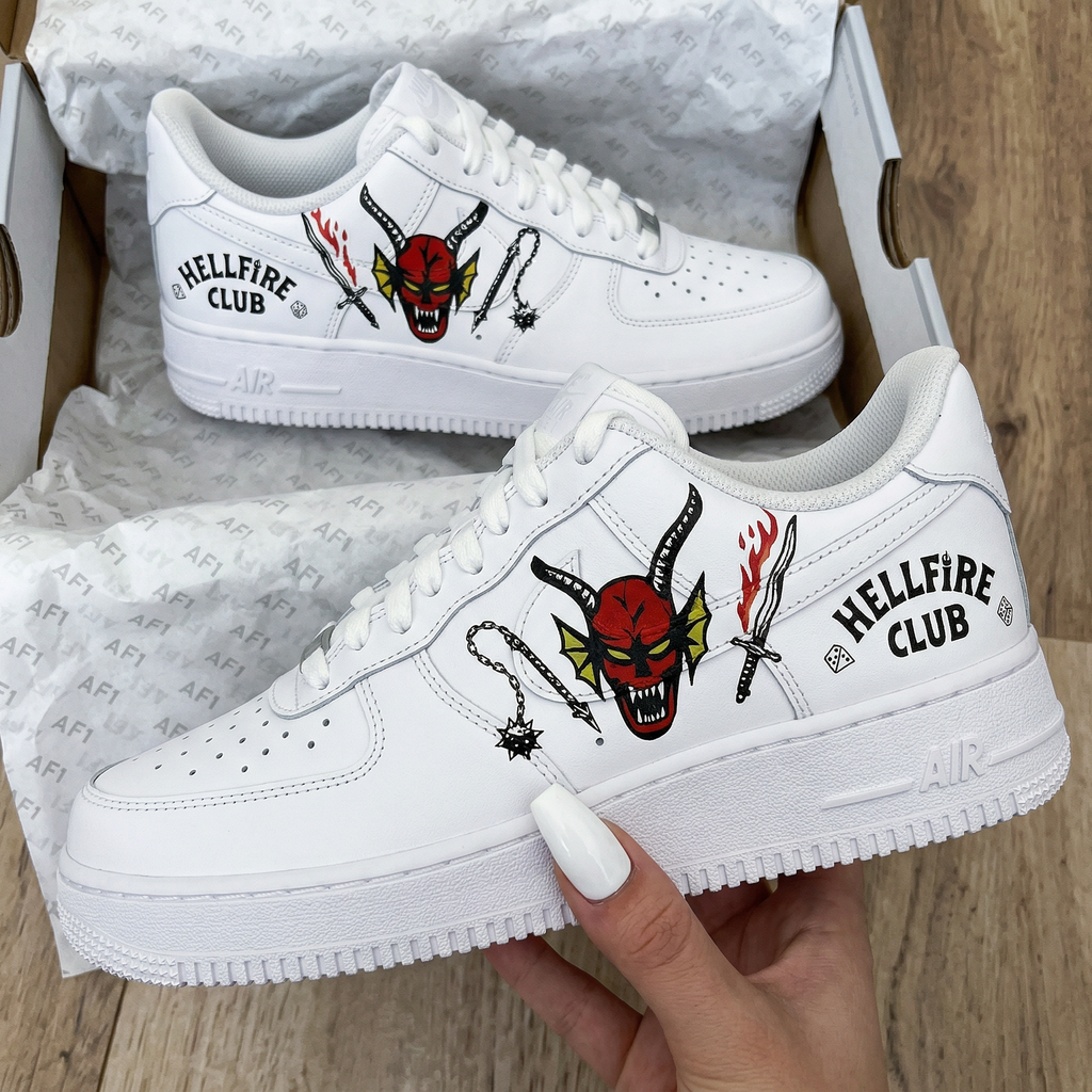 Custom AF 1s Shoes Hellfire Club Devil Sword Chain Design-oicustom