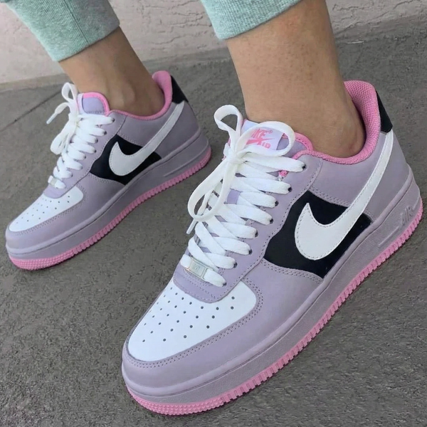 Custom AF 1s Shoes Lavender Black Baby Pink-oicustom